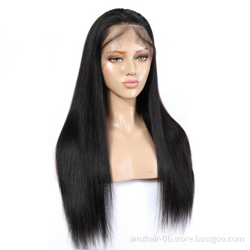 Mink Brazilian Cuticle Aligned Human Hair Pre Plucked 13X4 Lace Frontal Wig Factory Supplier Straight Remy Human Hair Lace Wig